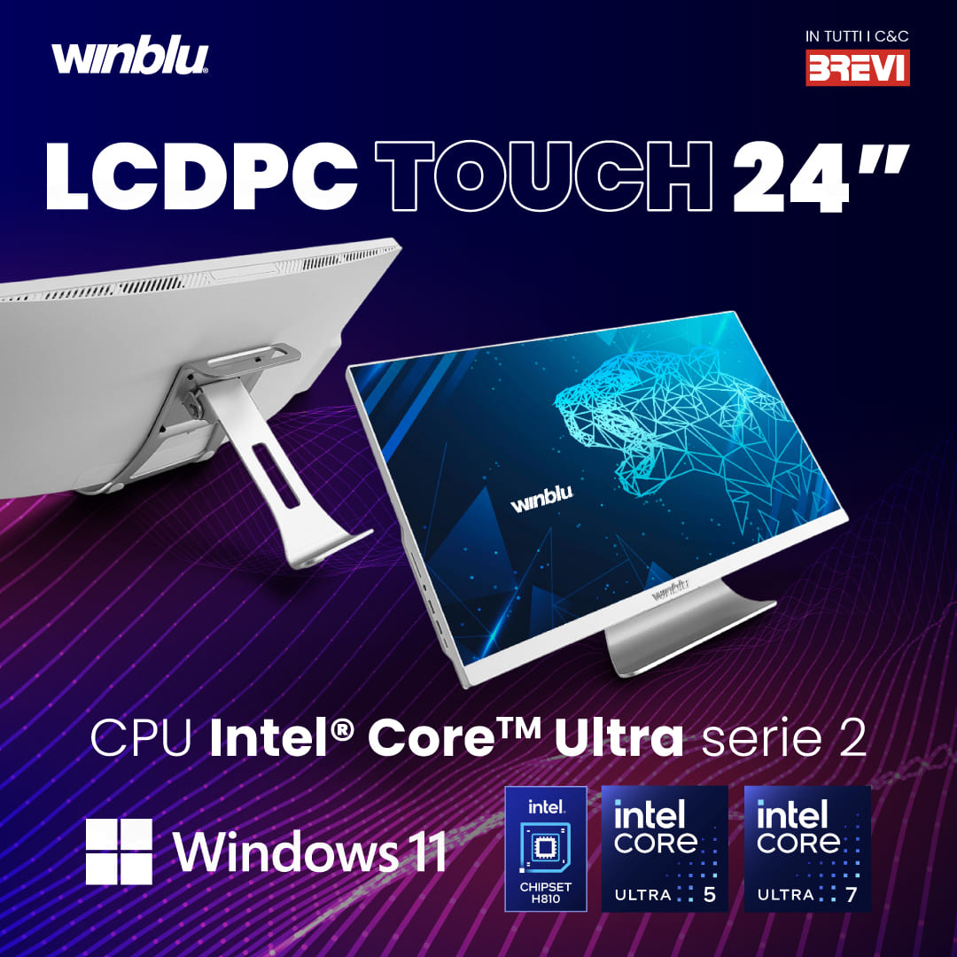 WINBLU: nuova linea LCDPC eVision 24” M-TOUCH con CPU INTEL® CORE™ ULTRA
